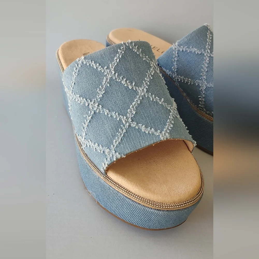 Platform Sandals Wedge Vaneli Blue Denim Women's